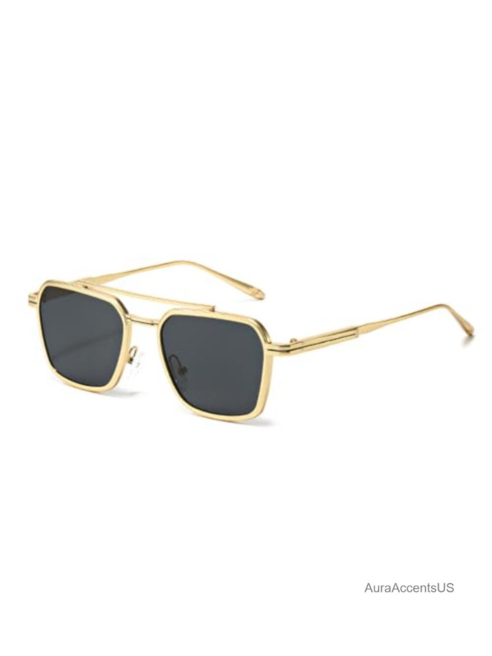 Oversized Retro Square Aviator Sunglasses UV400 Gold Metal Frame Adjustable